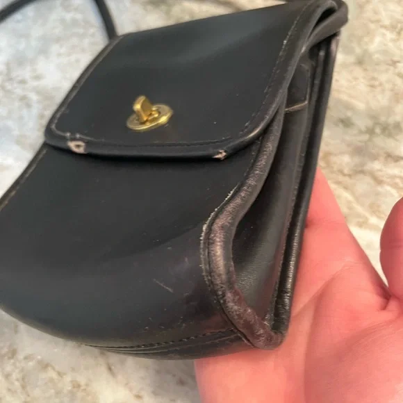 SOLD Coach Scooter Crossbody Bag Black Leather 9893 Used Condition - Picture 6 of 14